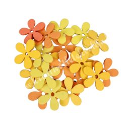 Dekorgumi virágok, sárga-narancs, 2 cm, 20 db/csomag