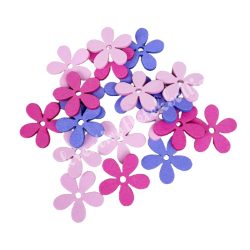 Dekorgumi virágok, rózsaszín-lila, 2 cm, 20 db/csomag