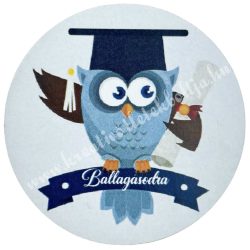 Dekorkarton tábla, kerek, bagoly, 5 cm