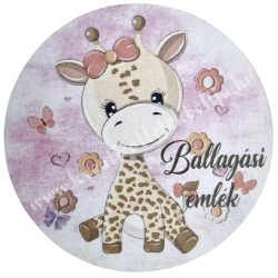 Dekorkarton tábla, kerek, zsiráf, 5 cm