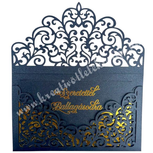 Pénzátadó boríték, ajándékkísérő kártyával, fekete, 11x12,5 cm