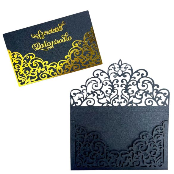 Pénzátadó boríték, ajándékkísérő kártyával, fekete, 11x12,5 cm