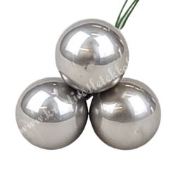   Betűzős üveggömb, titán szürke világos, fényes, 3 cm, 3 db/csokor