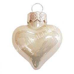 Akasztós üvegszív, pezsgő, fényes, 4 cm