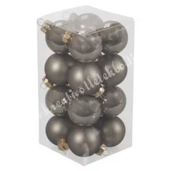   Üveggömb, szürkésbarna, fényes, matt, 3,5 cm, 16 db/doboz