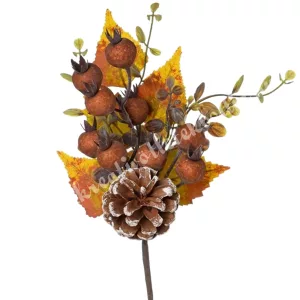 Beszúrós dísz, őszi pick gránátalmával, 29 cm