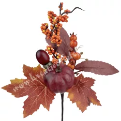 Beszúrós dísz, őszi pick tökkel és bogyóval, 28 cm