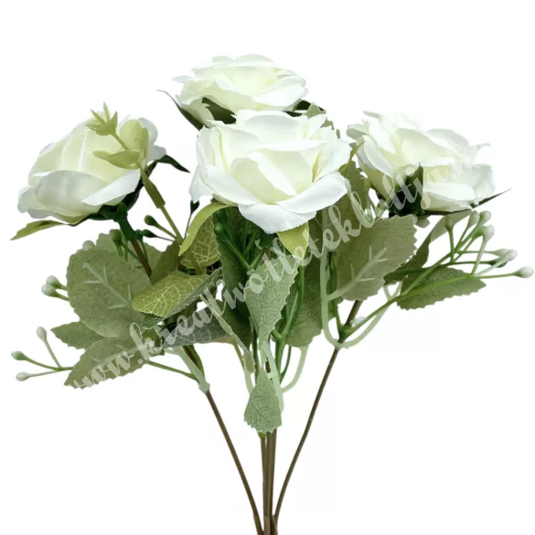 Rózsacsokor, fehér, 26 cm