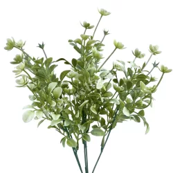 Zöld csokor apró virággal, fehér, 33 cm