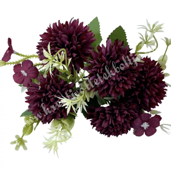 Krizantém csokor, bordó, 24 cm