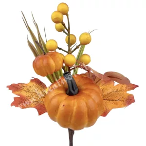 Beszúrós dísz, őszi pick tökkel, 25 cm