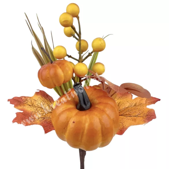 Beszúrós dísz, őszi pick tökkel, 25 cm