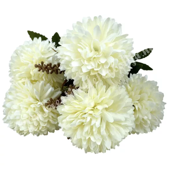 Krizantém csokor, krém, 28 cm