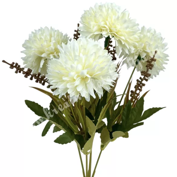Krizantém csokor, krém, 28 cm