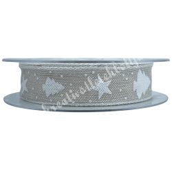   Karácsonyi szalag, csillag és fenyőfa, bézs, 2,5 cm (197)