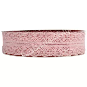 Nylon csipke, világos rózsaszín, 3 cm
