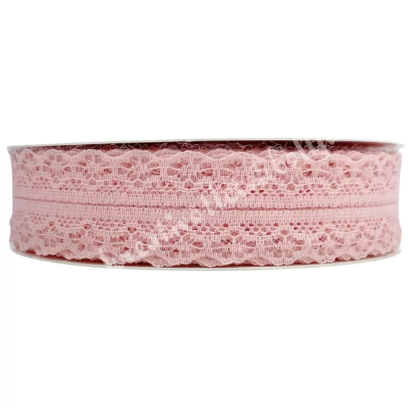 Nylon csipke, világos rózsaszín, 3 cm