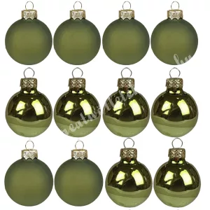 Üveggömb, gránitzöld, matt/fényes, 5,7 cm, 12 db/doboz