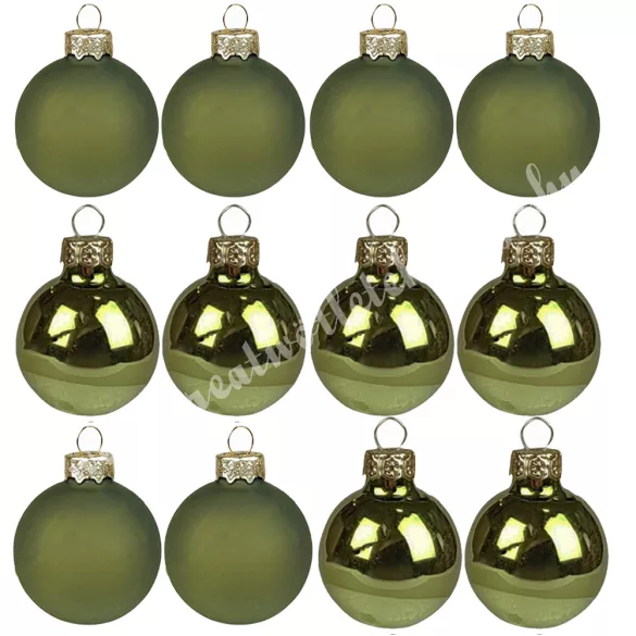 Üveggömb, gránitzöld, matt/fényes, 5,7 cm, 12 db/doboz