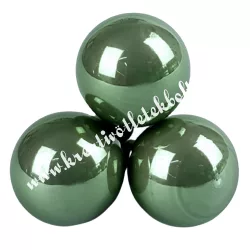   Betűzős üveggömb, olajfazöld, fényes, 2 cm, 3 db/csokor