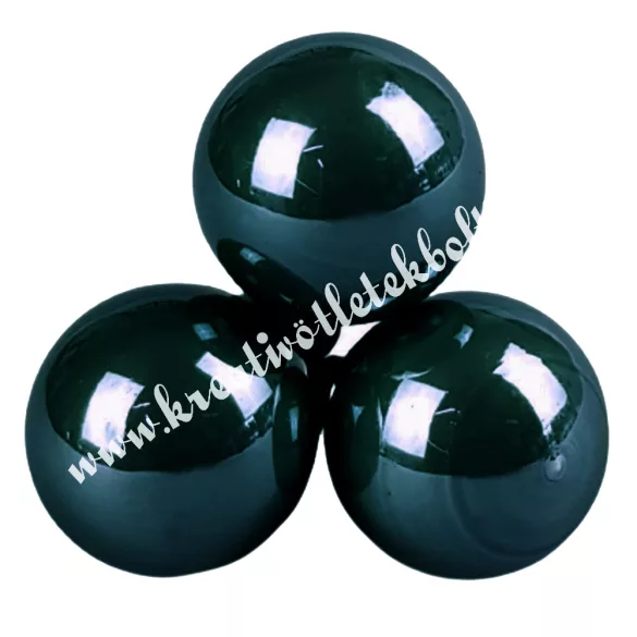 Betűzős üveggömb, kékeszöld, fényes, 2 cm, 3 db/csokor