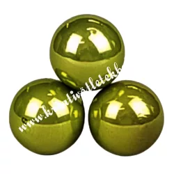   Betűzős üveggömb, világos oliva, fényes, 2 cm, 3 db/csokor