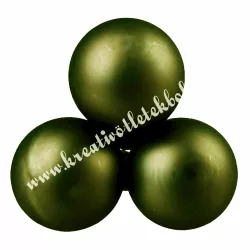 Betűzős üveggömb, oliva, matt, 2 cm, 3 db/csokor