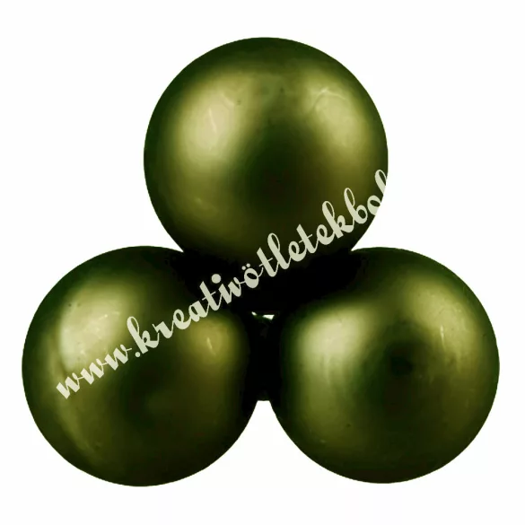 Betűzős üveggömb, oliva, matt, 2 cm, 3 db/csokor