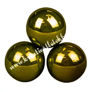 Betűzős üveggömb, sötét oliva, fényes, 2 cm, 3 db/csokor