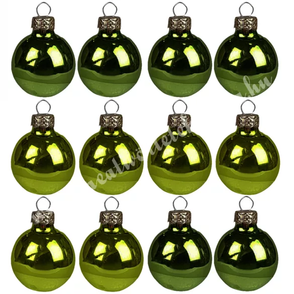Üveggömb, fenyőzöld, fényes, 5,7 cm, 12 db/doboz