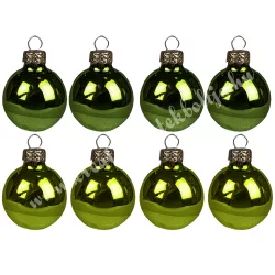 Üveggömb, fenyőzöld, fényes, 8 cm, 8 db/doboz