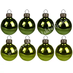 Üveggömb, fenyőzöld, fényes, 8 cm, 8 db/doboz