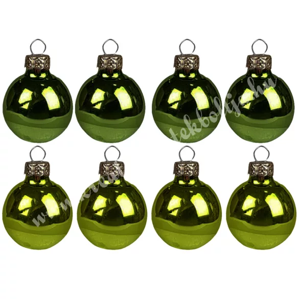 Üveggömb, fenyőzöld, fényes, 8 cm, 8 db/doboz