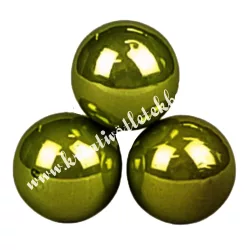 Betűzős üveggömb, oliva, fényes, 2 cm, 3 db/csokor