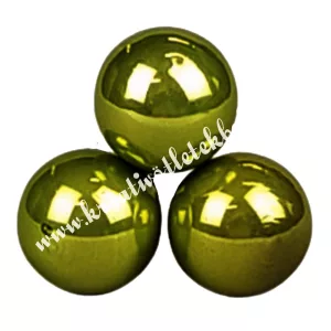 Betűzős üveggömb, oliva, fényes, 2 cm, 3 db/csokor