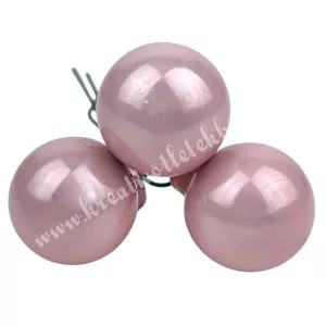 Betűzős üveggömb, candy rózsaszín, fényes, 2 cm, 3 db/csokor