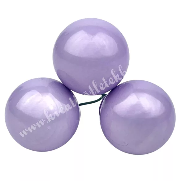 Betűzős üveggömb, candy lila, fényes, 2 cm, 3 db/csokor