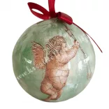 Karácsonyfa gömb, angyalokkal, 7 cm