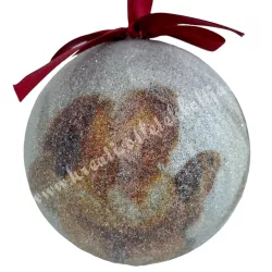 Karácsonyfa gömb, cukros, angyalokkal, 7 cm