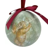 Karácsonyfa gömb, cukros, angyalokkal, 7 cm