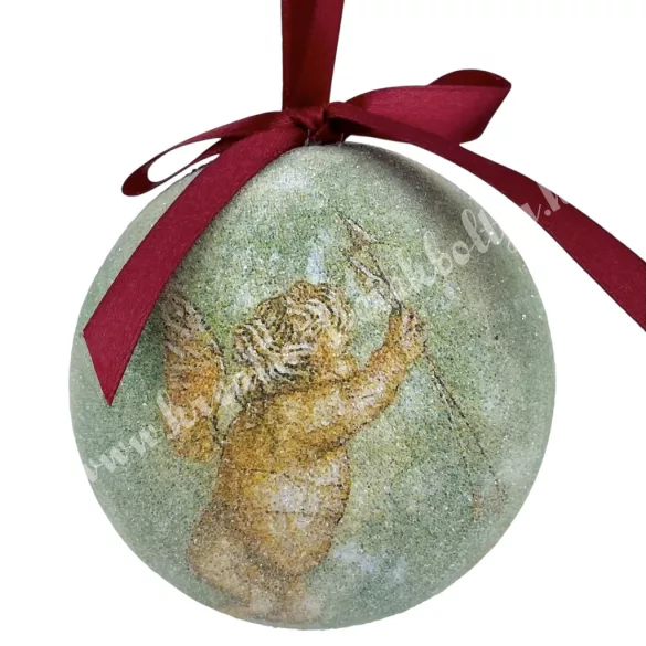 Karácsonyfa gömb, cukros, angyalokkal, 7 cm