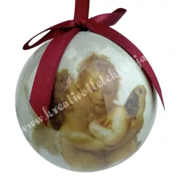 Karácsonyfa gömb, angyalokkal, 7 cm