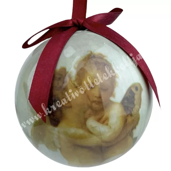 Karácsonyfa gömb, angyalokkal, 7 cm