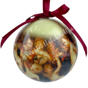 Karácsonyfa gömb, angyalokkal, 7 cm