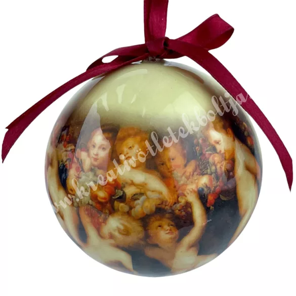 Karácsonyfa gömb, angyalokkal, 7 cm