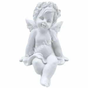 Polyresin angyal, ülő, 4x6,5 cm