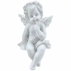 Polyresin angyal, ülő, 4x6,5 cm
