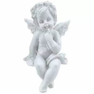 Polyresin angyal, ülő, 4x6,5 cm