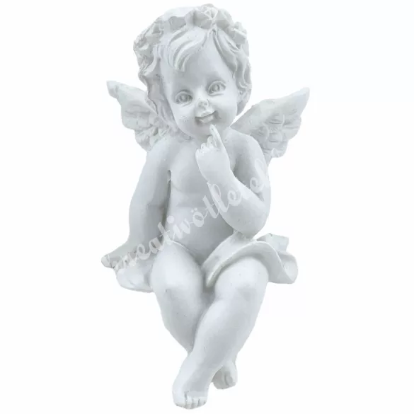 Polyresin angyal, ülő, 4x6,5 cm