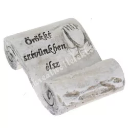   Polyresin pergamen, örökké szívünkben élsz felirattal, 4,5x6,5 cm